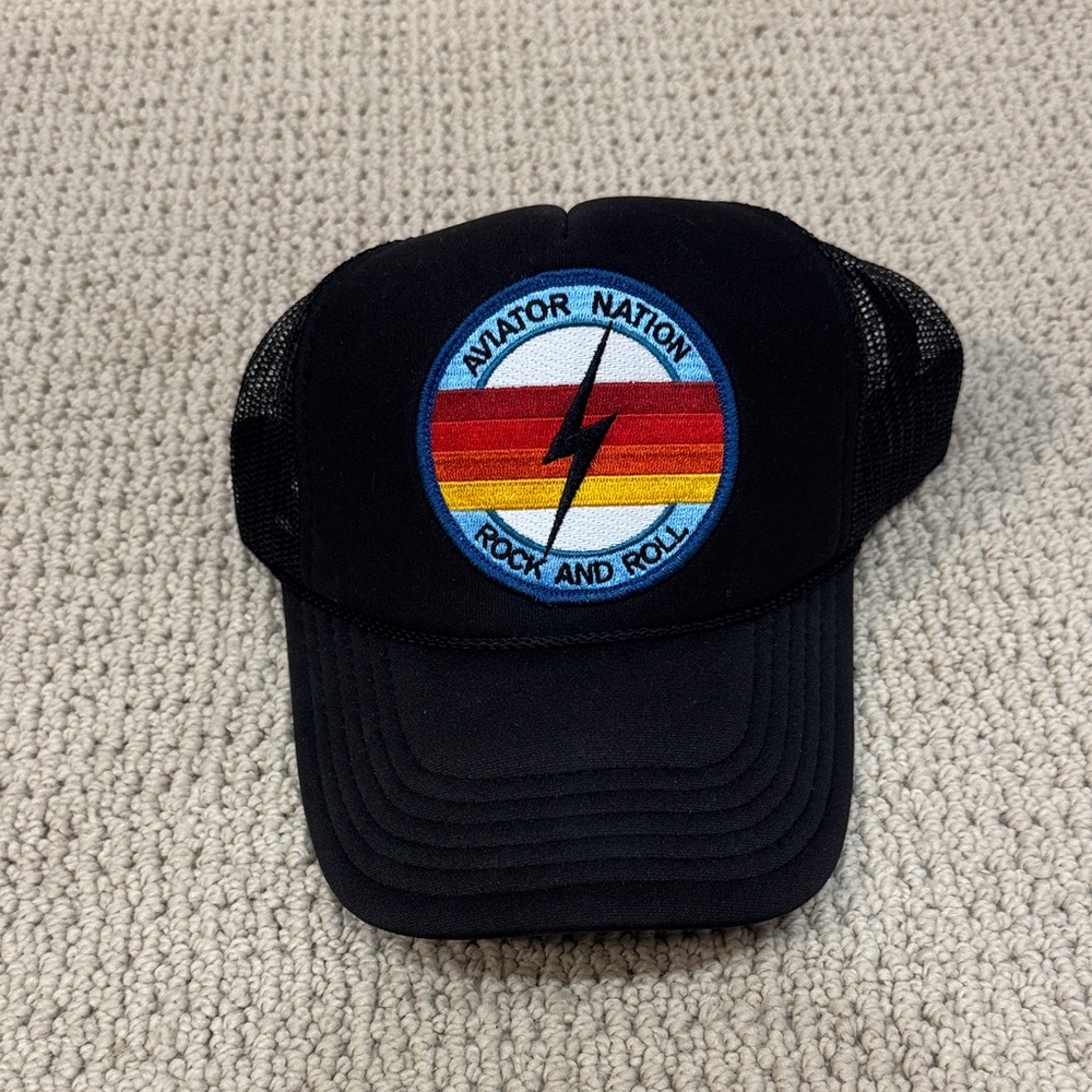 Aviator Nation Black Hat with Colorful Patch